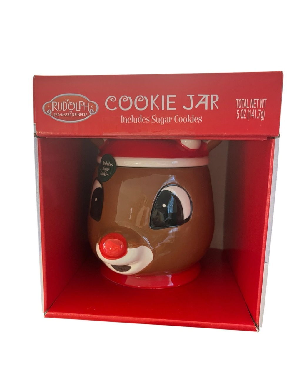 Rudolph Red-Nosed Reindeer Cookie Jar - small 5oz jar